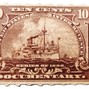 This is a 10 cent US documentary tax stamp from 1898 (the “Battleship” series).