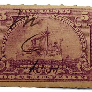 This is a US documentary stamp issued in 1898 with a face value of 5 cents.