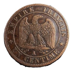 A French coin with a face value of 5 francs was issued in Paris in 1855. (2)