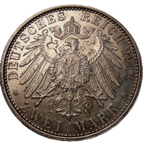 Germany, Prussia. 2 marks 1913 A, Berlin, Wilhelm (2)