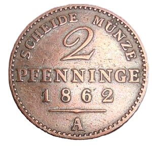 Prusy 2 fenigi, 1862
