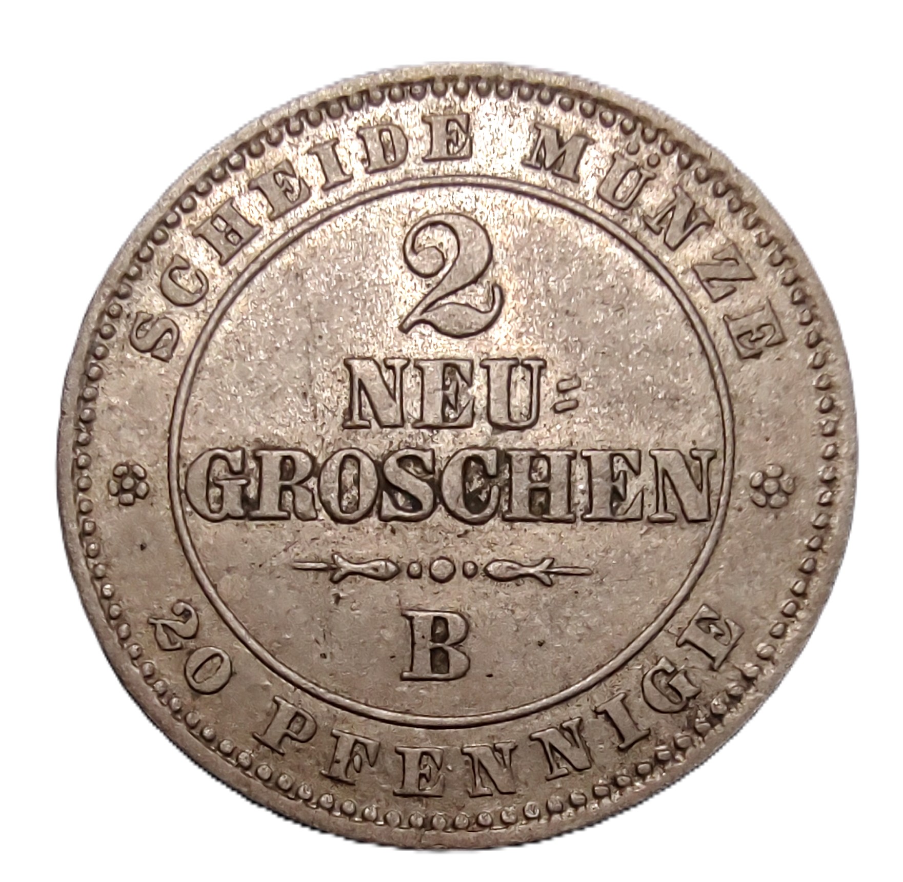Saxony 2 neugroschen, 1866 Saxony 2 neugroschen, 1866