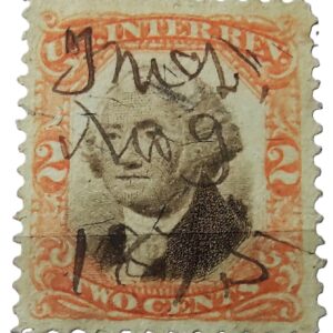 United States 2 cent orange and black revenue stamp